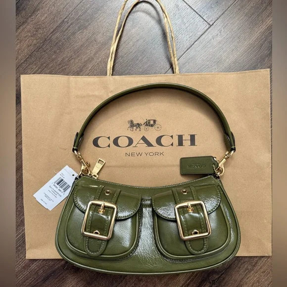 Coach Ashton Olive Green Shoulder Bag + dust bag - Picture 2 of 12